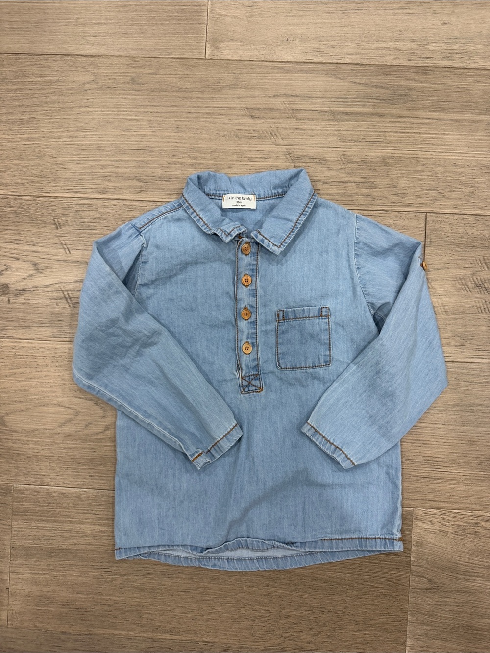 1 + in the family - Kids Light Blue Denim-Style Button Shirt